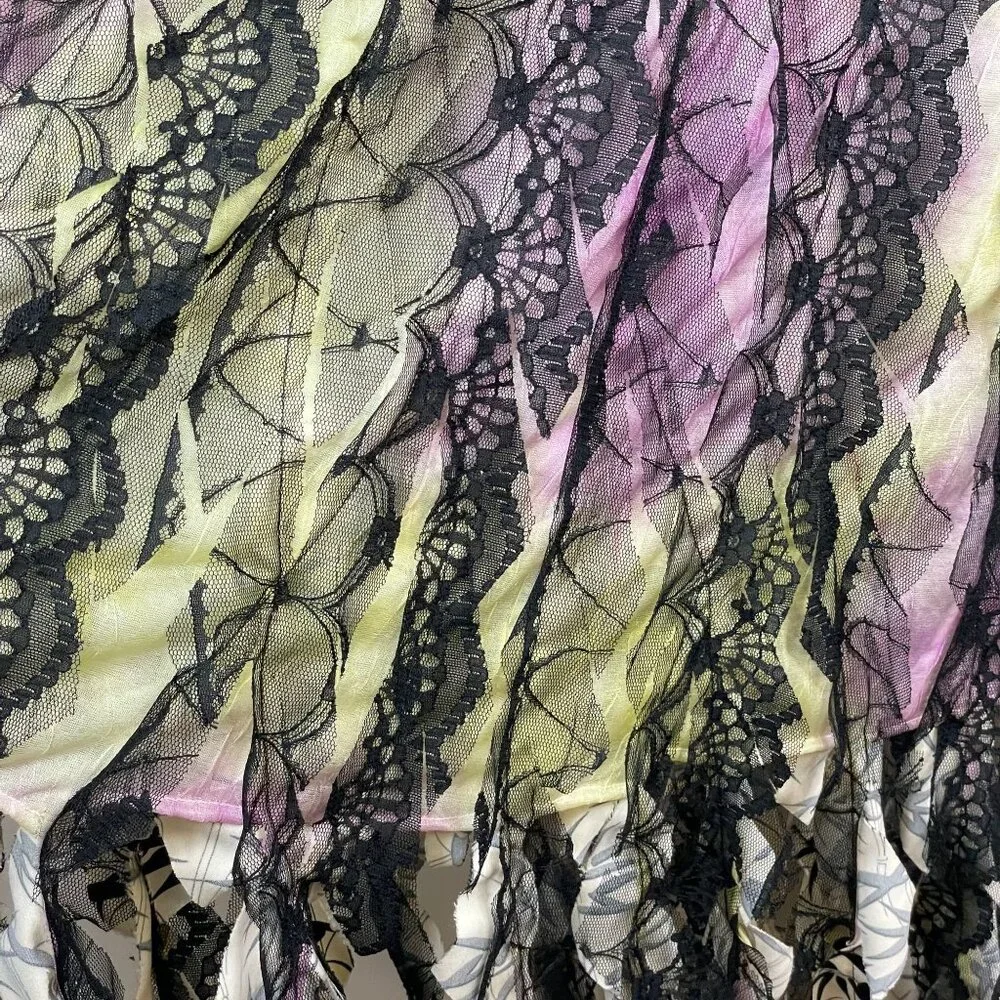 Lindi NY Whimsigoth Fairy‎ Grunge Midi Dress Size M Reversible Fringe Lace Flowy - Picture 6 of 14